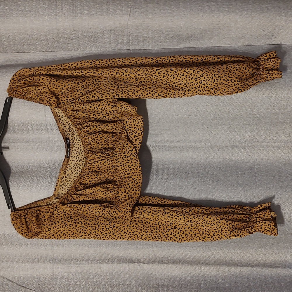 SHEIN Leopard Print Long Sleeve Crop Top Sz Small/4